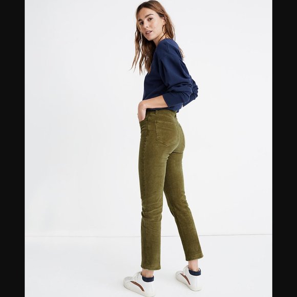 Madewell Classic Straight Jeans: Corduroy Edition Green 25 - Picture 3 of 8
